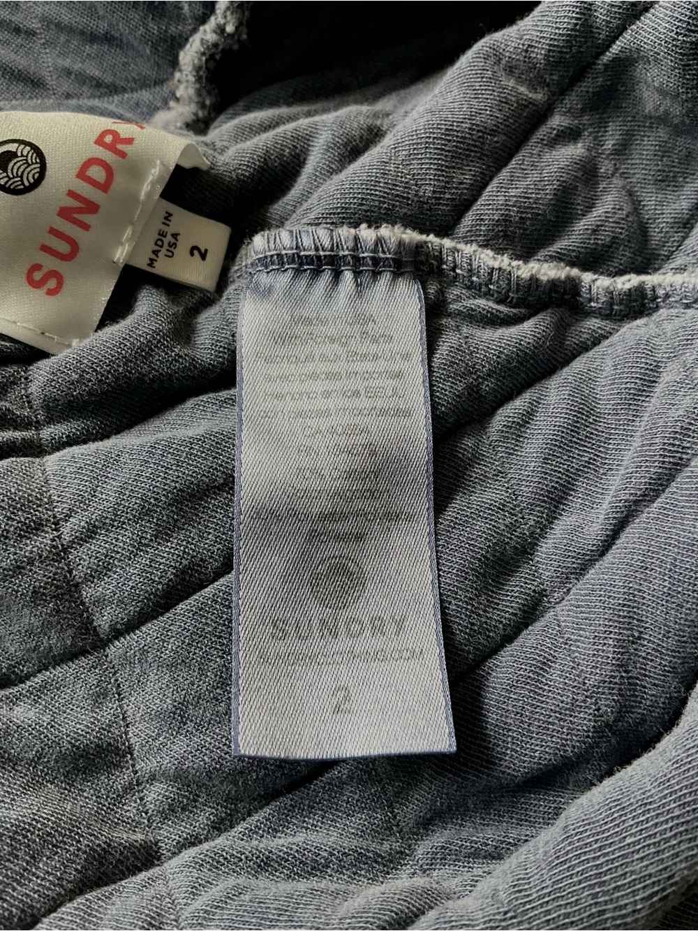 Sundry Quilted Blue Shorts with Burgundy Trim - Picture 4 of 5